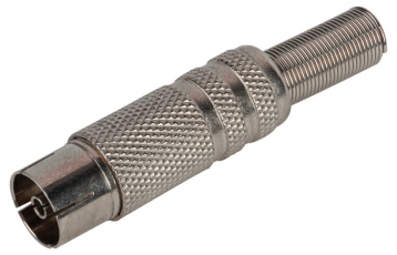 Разъем R-TV02 гнездо TV c пружиной никель | Б0048303 | ЭРА