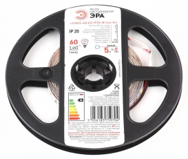 Лента светодиодная 60 диодов IP20 белый цвет LS2835-60LED-IP20-W-eco-5m | Б0035586 | ЭРА