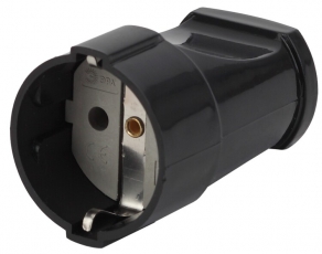 Rx2-B ЭРА Розетка кабельная с/з прямая 16A черная (24/384/4608) | Б0039683 | ЭРА