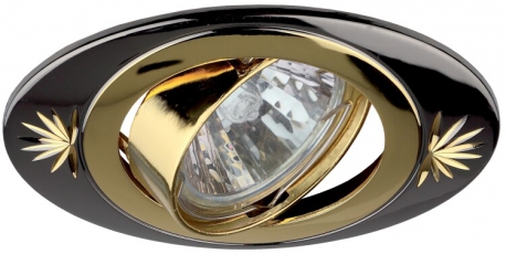 Светильник светодиодный встраиваемый KL4A GU/G литой овал пов. с гравировкой MR1612V/220V 50W черный металл/золото | C0043667 | ЭРА