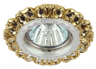 Светильник точечный встраиваемый под лампу KL53 50Вт MR16 белый/золото литой | Б0017096 | ЭРА