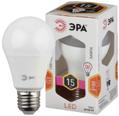 Лампа светодиодная LED 15Вт Е27 220В 2700К smd A60 груша | Б0020592 | ЭРА