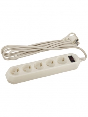 Сетевой фильтр USF-5es-5m-I (сл.кость) с заземл, 3x0,75мм2, с выкл, 5гн, 5м (20/500) |Б0019739 | ЭРА