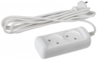 Удлинитель UX(6)-2-5m без зазeмл., 2х0.75мм2, ПВС, 2гн, 5м (20/600) |Б0028348 | ЭРА