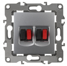 Розетка аудио двойная 12-3112-03 алюминий (10/100/2100) |Б0027463 | ЭРА