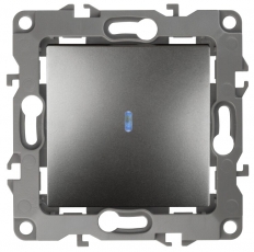 Выключатель с подсветкой 12-1102-12 10АХ-250В, графит (10/100/2500) |Б0019280 | ЭРА