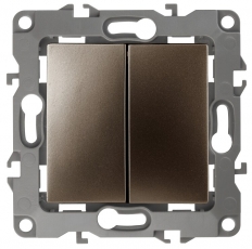Выключатель двойной 12-1104-13 10АХ-250В, бронза (10/100/3200) |Б0019288 | ЭРА