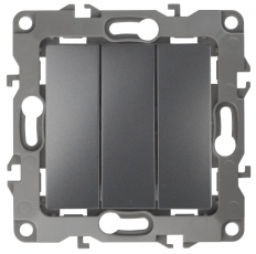 Выключатель тройной 12-1107-12 10АХ-250В, графит (10/100/2500) |Б0019299 | ЭРА