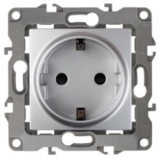 Розетка 12-2001-03 2P+E Schuko, 16АХ-250В, без м.лапок, алюминий (10/100/2800) |Б0014683 | ЭРА