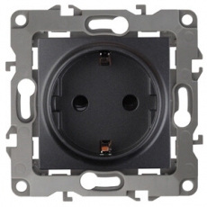 Розетка 12-2001-05 2P+E Schuko, 16АХ-250В, без м.лапок, антрацит (10/100/2400) |Б0014685 | ЭРА