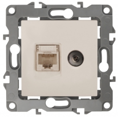 Розетка информационная+TV 12-3110-02 RJ45+TV, слоновая кость (10/100/2500) |Б0027442 | ЭРА