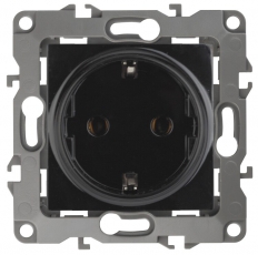 Розетка 12-2101-06 2P+E Schuko, 16АХ-250В, чёрный (10/100/2800) |Б0014680 | ЭРА