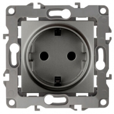 Розетка 12-2101-12 2P+E Schuko, 16АХ-250В, графит (10/100/2500) |Б0019319 | ЭРА