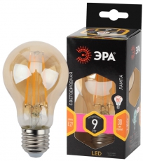 Лампа светодиодная F-LED A60-9W-827-E27 gold (филамент, груша золот., 9Вт, тепл, Е27) | Б0035038 | ЭРА