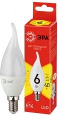 Лампа светодиодная RED LINE ECO LED BXS-6W-827-E14 E14 / Е14 6Вт свеча на ветру теплый белый свет | Б0040881 | ЭРА