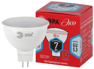 Лампа светодиодная RED LINE ECO LED MR16-7W-840-GU5.3 7Вт софит нейтральный белый свет | Б0040875 | ЭРА