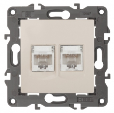 14-3108-02 ЭРА Розетка 2хRJ45, IP20, сл.кость | Б0034309 | ЭРА