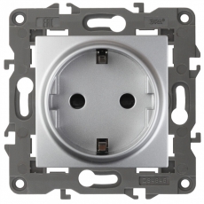 14-2101-03 ЭРА Розетка 2P+E Schuko, 16A-250В, IP20, Эра Elegance, алюминий | Б0034266 | ЭРА