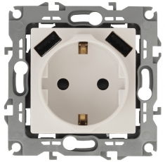 12-4109-02 Розетка 2P+E 16A-250В, штор. с 2xUSB 5В-3А, 12, слоновая кость (10/100/2000) | Б0047841 | ЭРА