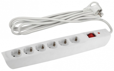 SFX-6es-4m-W Сет.фильтр (белый) с заземл, 10A, с выкл, 6гн, 4м (10/200) | Б0044025 | ЭРА