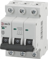 Выключатель автоматический трехполюсной NO-902-117 ВА47-29 3P 10А 4,5кА х-ка C ЭРА | Б0031939 | ЭРА