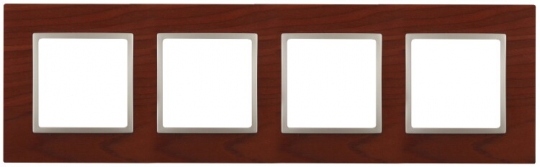 14-5304-08 Электроустановка ЭРА Рамка на 4 поста, дерево, Эра Elegance, вишня+шамп | Б0034585 | ЭРА