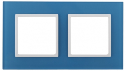 14-5102-28 Электроустановка ЭРА Рамка на 2 поста, стекло, Эра Elegance, голубой+бел | Б0034500 | ЭРА