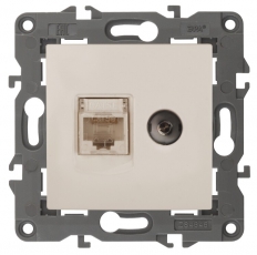 14-3110-02 Электроустановка ЭРА Розетка RJ45+TV, IP20, сл.кость | Б0034315 | ЭРА
