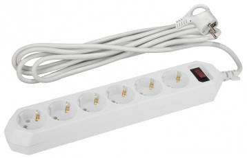 Сетевой фильтр USF-6es-3m-W-BOX Сет.фильтр базовая защита, с/з, с выкл, 6гн, 3м, ПВС, 10А, | Б0037262 | ЭРА