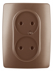 12-2107-14 Электроустановка ЭРА Розетка 2X2P, 16A-250В, IP20, Эра12, медь | Б0031246 | ЭРА