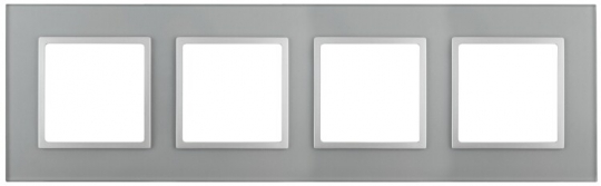 14-5104-03 Электроустановка ЭРА Рамка на 4 поста, стекло, Эра Elegance, алюминий+алюм | Б0034526 | ЭРА