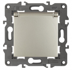 14-2103-04 Электроустановка ЭРА Розетка 2P+E Schuko со шторками с крышкой, 16A-250В, IP20, Эра Elegance, шампань | Б0034281 | ЭРА