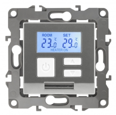 12-4111-03 Электроустановка ЭРА Терморегулятор универс. 230В-Imax16А, IP20, Эра12, алюминий | Б0031273 | ЭРА