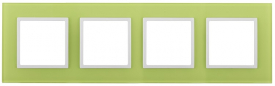 14-5104-26 Электроустановка ЭРА Рамка на 4 поста, стекло, Эра Elegance, лайм+бел | Б0034534 | ЭРА