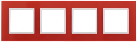 14-5104-23 Электроустановка ЭРА Рамка на 4 поста, стекло, Эра Elegance, красный+бел | Б0034532 | ЭРА