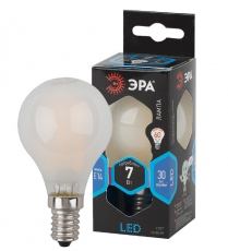 Лампа светодиодная F-LED P45-7W-840-E14 frost (филамент, шар мат., 7Вт, нейтр, E14) | Б0027957 | ЭРА