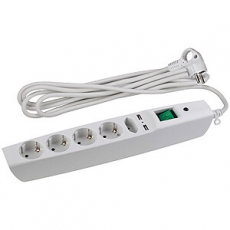 Сетевой фильтр SFU-5es-2m-W (белый) с заземл, 3x0.75мм2, со шт, с выкл, 5гн+2xUSB, 2м, кор (20/240) |C0043327 | ЭРА