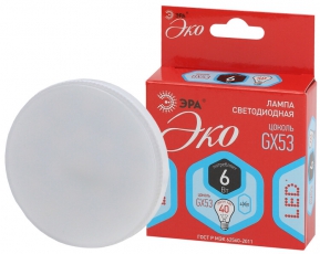 Лампа светодиодная RED LINE ECO LED GX-6W-840-GX53 GX53 6Вт таблетка нейтральный белый свет | Б0036540 | ЭРА