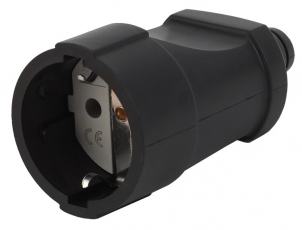 Rx4-B ЭРА Розетка кабельная с/з прямая ПВХ 16A черная (20/8) | Б0039685 | ЭРА