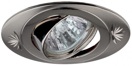 Светильник встраиваемый точечный литой под лампу KL4A SN/N овал поворотный с гравировкой MR16, 12V/220V, 50W сатин никель/никель | C0043670 | ЭРА