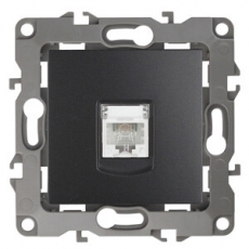 Розетка телефонная 12-3105-05 RJ11, антрацит (10/100/2400) |Б0014715 | ЭРА