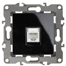 Розетка телефонная 12-3105-06 RJ11, чёрный (10/100/2400) |Б0014716 | ЭРА