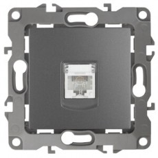 Розетка телефонная 12-3105-12 RJ11, графит (10/100/2500) |Б0019342 | ЭРА