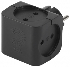 Тройник SP-4-B 4гн, без заземл (чёрный) (10/60/2880) |Б0008207 | ЭРА