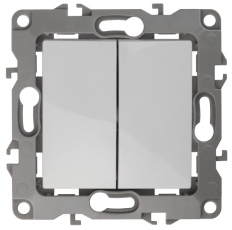 Переключатель двойной 12-1106-01 10АХ-250В, белый (10/100/3200) |Б0014663 | ЭРА