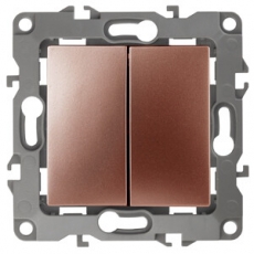 Переключатель двойной 12-1106-14 10АХ-250В, медь (10/100/2500) |Б0019297 | ЭРА