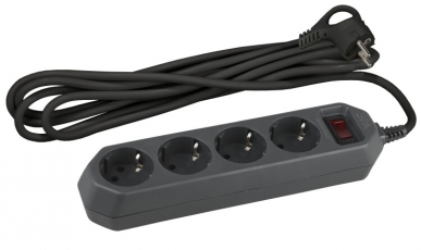 Сетевой фильтр USF-M-4es-1.5m-B (черный) с заземл, 3x0,75мм2, с выкл, 4гн, 1.5м (20/800) |Б0019740 | ЭРА