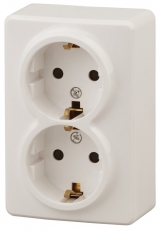 Розетка 11-2206-02 2х2P+E Schuko со шторками, 16АХ-250В, ОУ, Эксперт, сл.кость (12/120/1920) |Б0020695 | ЭРА