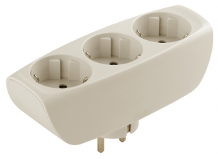 Тройник SP-3e-I 3гн, c заземл, со шторками (сл. кость) (10/60/960) |Б0002370 | ЭРА