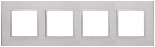 14-5204-03 Электроустановка ЭРА Рамка на 4 поста, металл, Эра Elegance, алюминий+алюм | Б0034559 | ЭРА